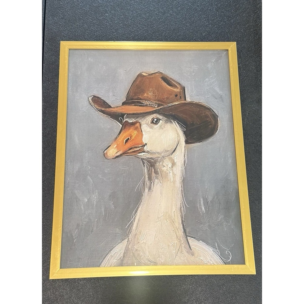 Cowboy Goose Western Oil Painting Replica Framed Wall Art Home Decor 12x16